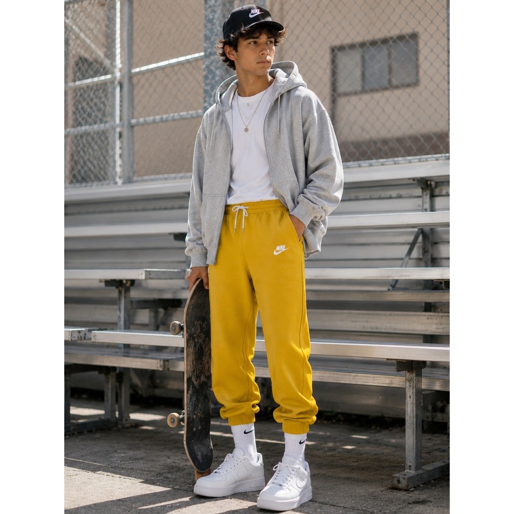 Nike Youth XL Yellow Gold Fleece Jogger Sweatpants Swoosh Cotton Blend